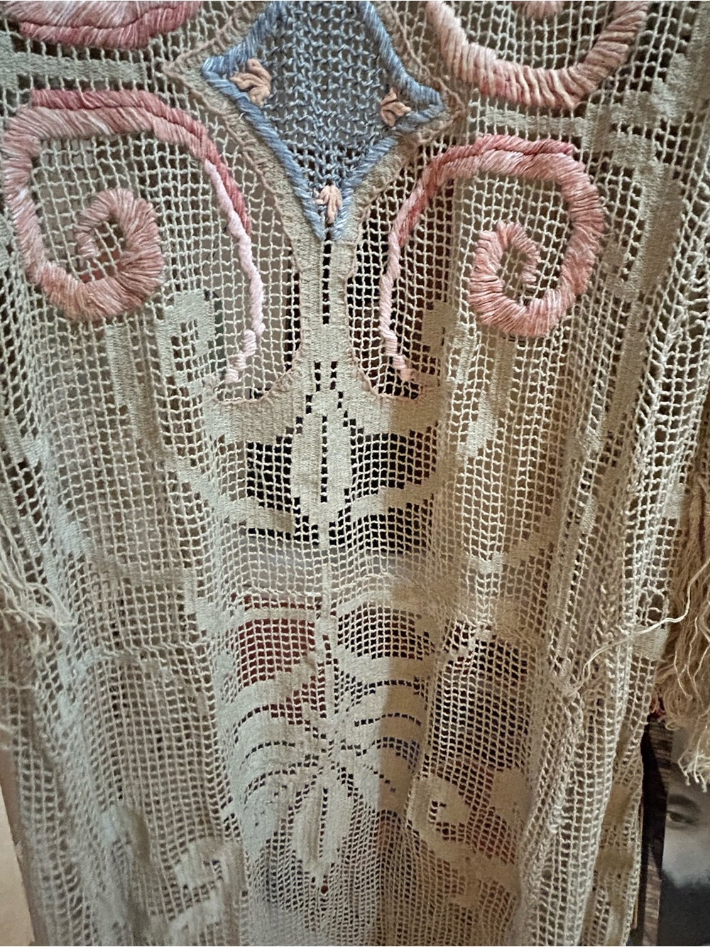 RARE free people fringe knit crochet embroidered kimono - Picture 4 of 6
